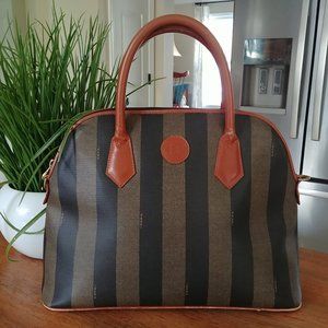 Authentic VINTAGE FENDI pequin striped handbag satchel